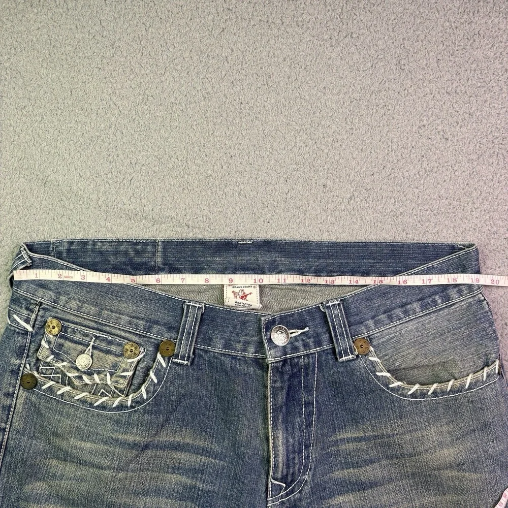 VTG Y2K True Religion Jeans Mens Blue 36x28 Flap Back Streetwear USA Stitch